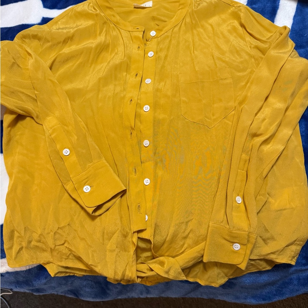 NAIF Golden Button-Up Blouse
